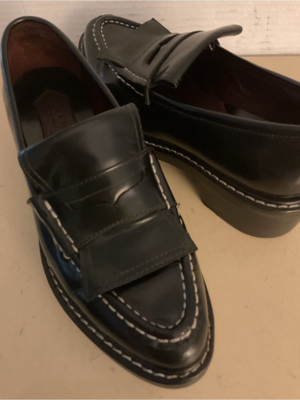 rag & bone women Black Leather platform loafer heel shoes US 7.5 - Picture 10 of 11